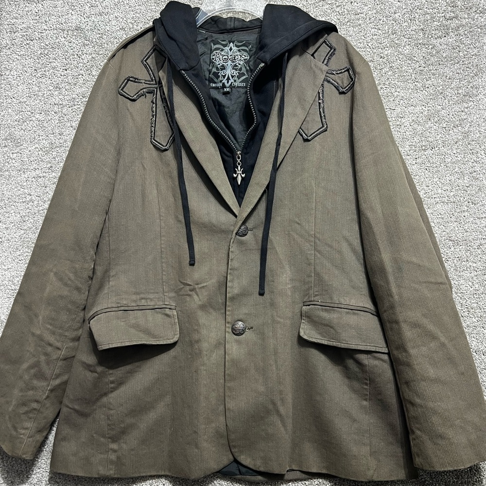 Roar "Brave Soul" Blazer Jacket w/ Removable Hood Men Size XL